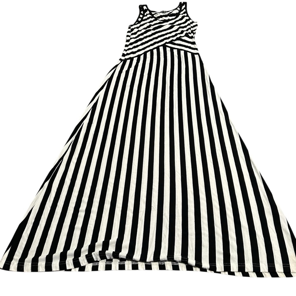 Anne French Striped Sleeveless Maxi Dress T-shirt Knit Size Small